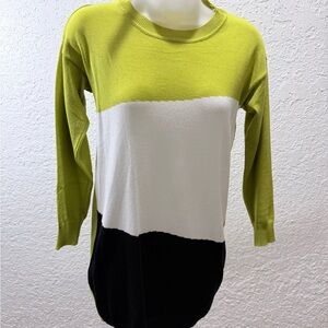 Colorblock Sweater in Green, White, and Black